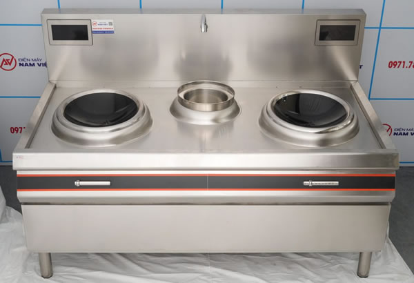 Hình ảnh thực tế Bếp từ công nghiệp đôi mặt kính lõm