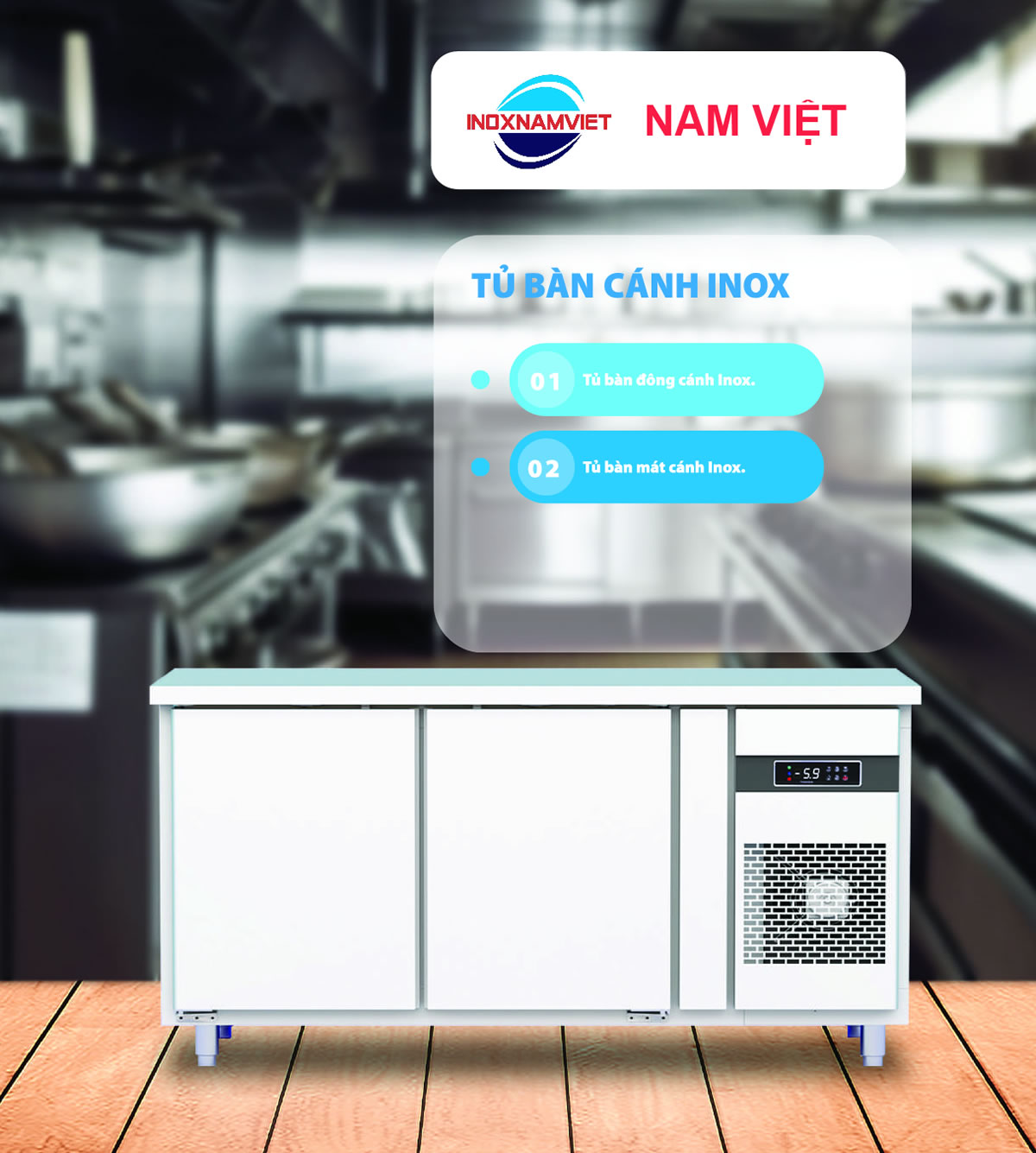Bàn mát công nghiệp cánh inox
