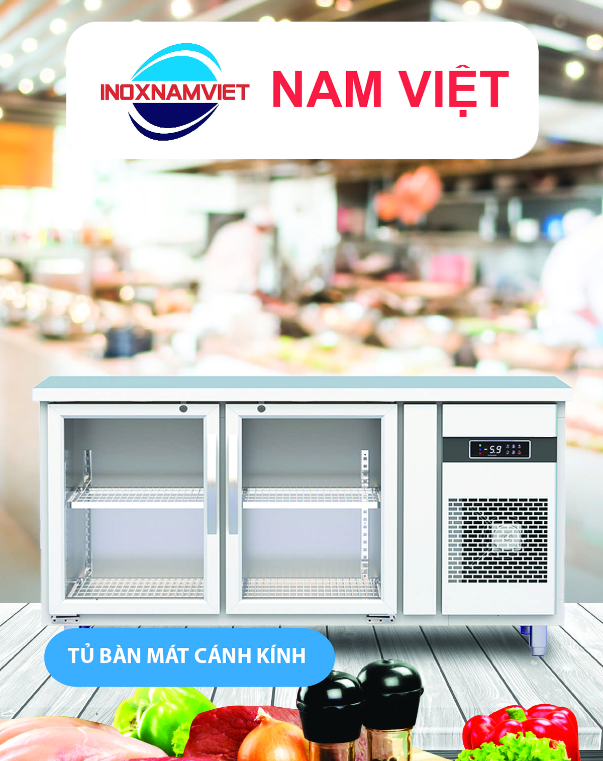 Bàn mát công nghiệp cánh kính