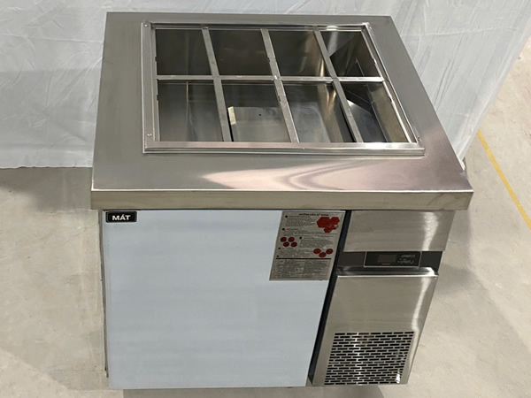 Hình ảnh thực tế bàn salad 1 cánh inox
