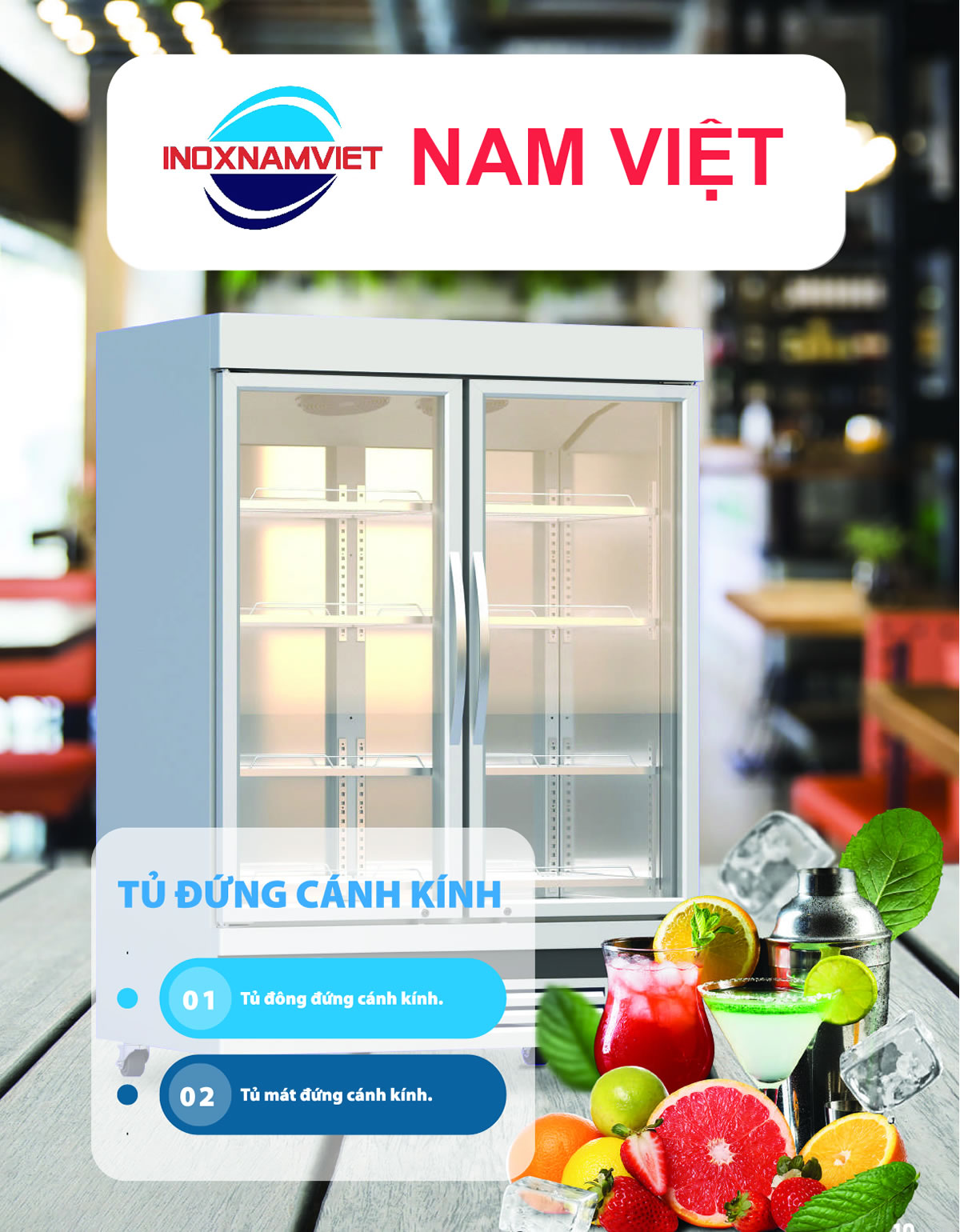 Tủ đông, tủ mát cánh kính Nam Việt