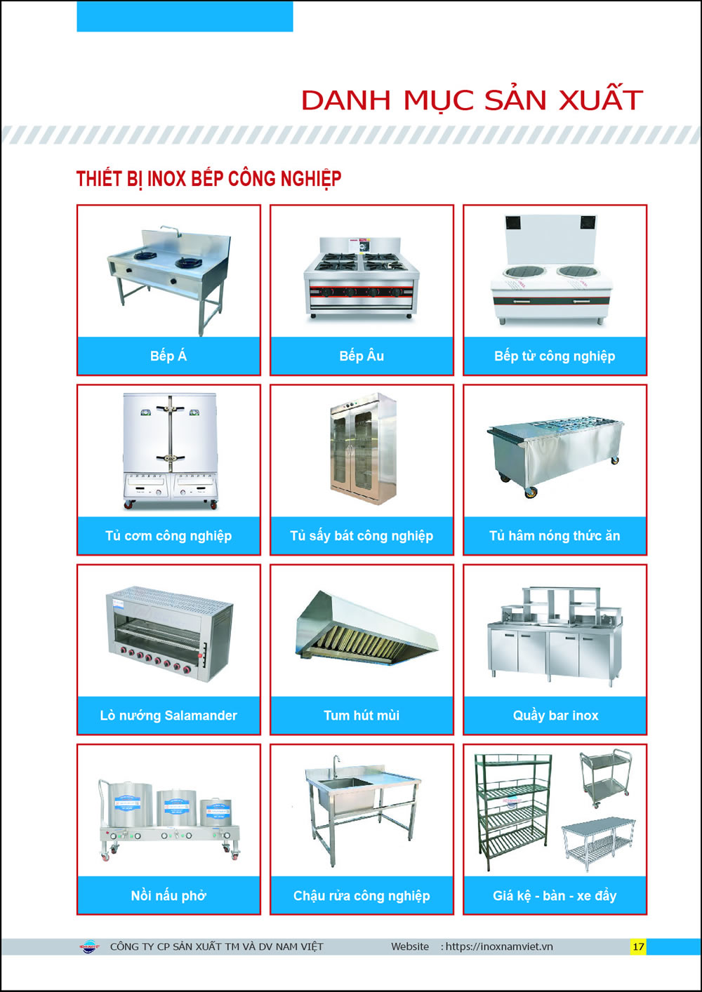 Danh mục thiết bị bếp công nghiệp